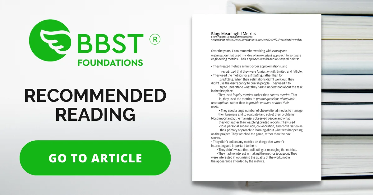 Michael Bolton Meaningful metrics - article