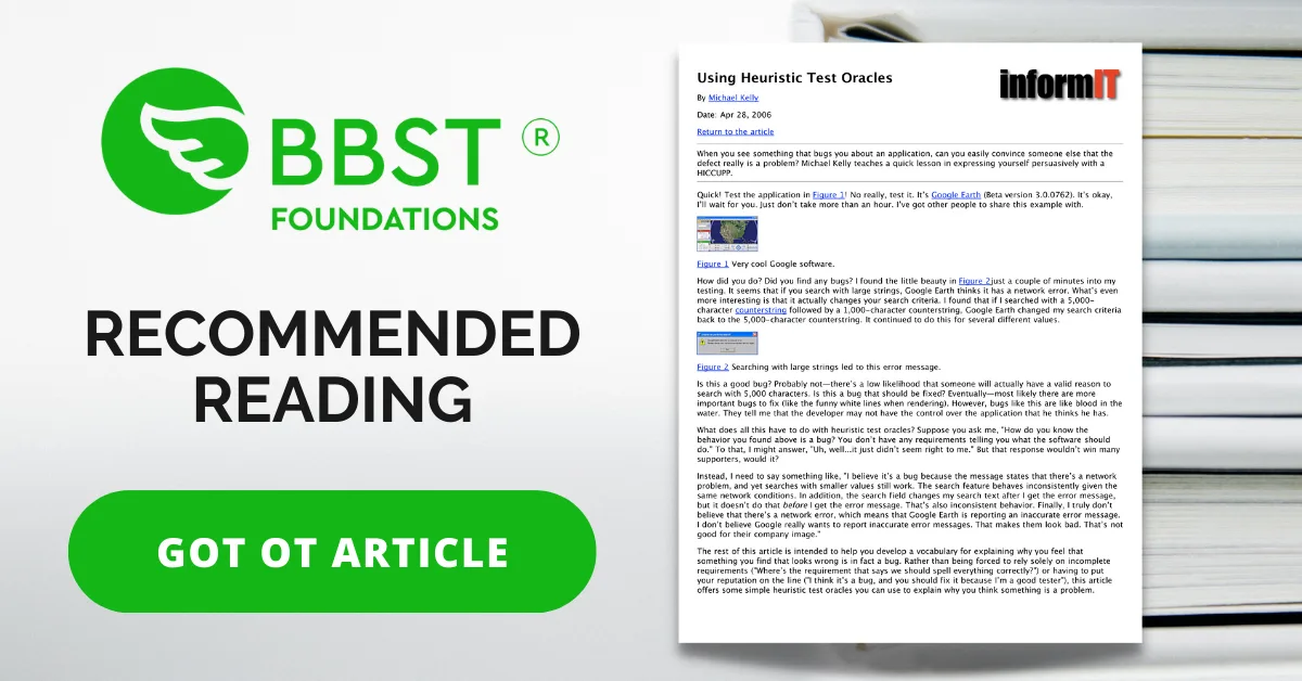 Michael Kelly: Using heuristic test oracles