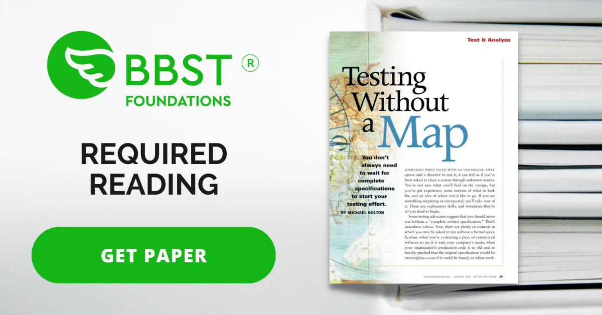 get Michael Bolton Testing Without a Map paper
