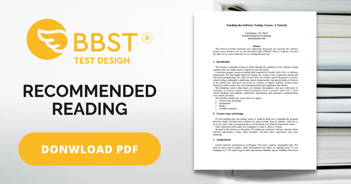 Cem Kaner Teaching the Software Testing Course A Tutorial