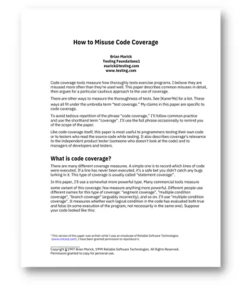 Marick_coverage_1 Brian Marick: How to misuse code coverage