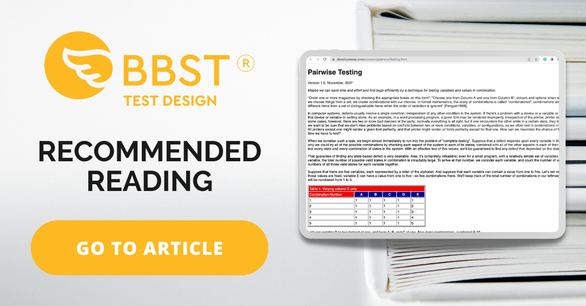 Michael Bolton Blog Pairwise Testing