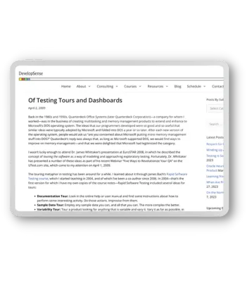 Of testing Tours and dashboards Michael Bolton: Blog: Of Testing Tours and Dashboards