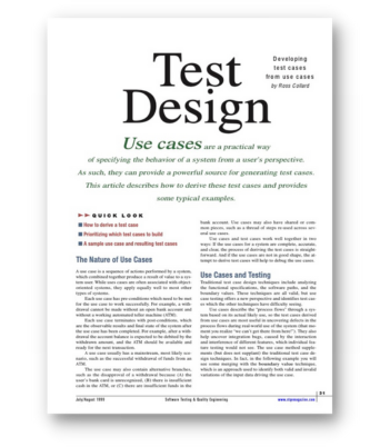 Ross Collard: Test Design: Developing test cases from use cases