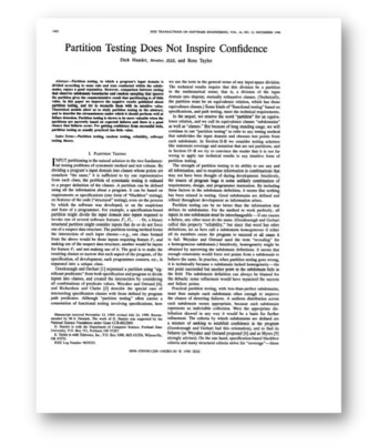 Ross Collard Dick Hamlet and Ross Taylor_ Partition Testing Dick Hamlet and Ross Taylor: Partition Testing Does Not Inspire Confidence