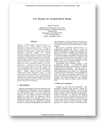 caroll-Five Reasons for Scenario-Based Design John M. Carroll: Five Reasons for Scenario-Based Design
