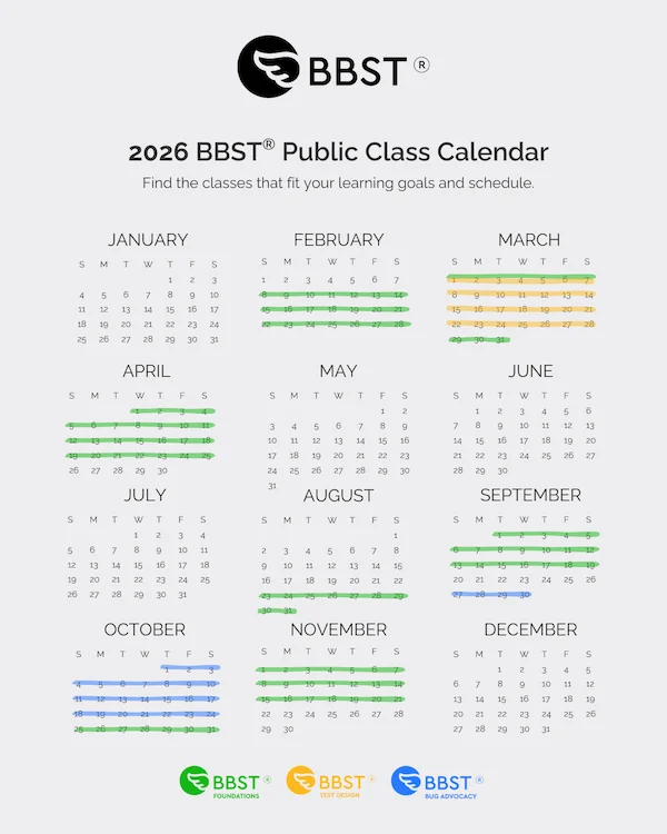 BBST® course calendar 2026 thumbnail